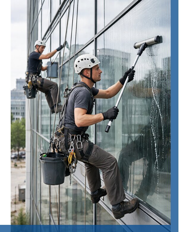 Мойка витражей альпинистами в Луховицах от 724 р. под ключ|ВЫСОТНИК-Лхв