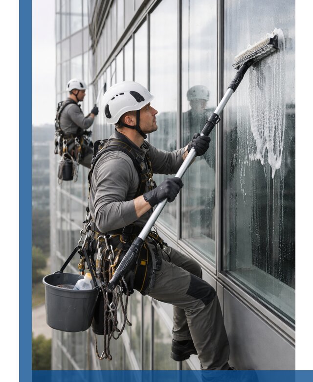 Высотная мойка сплошного остекления с выездом в Луховицах