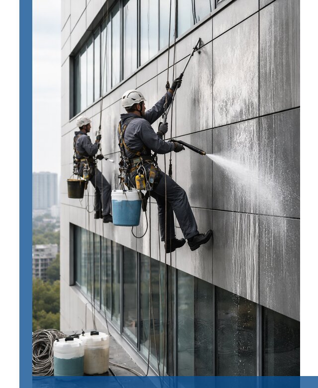 Профессиональная мойка вентилируемых фасадов в Луховицах