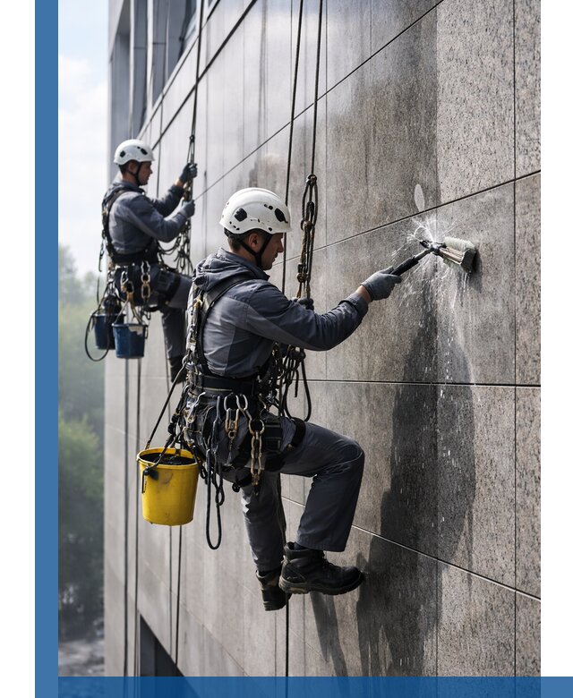 Профессиональная мойка фасада из керамогранита в Луховицах