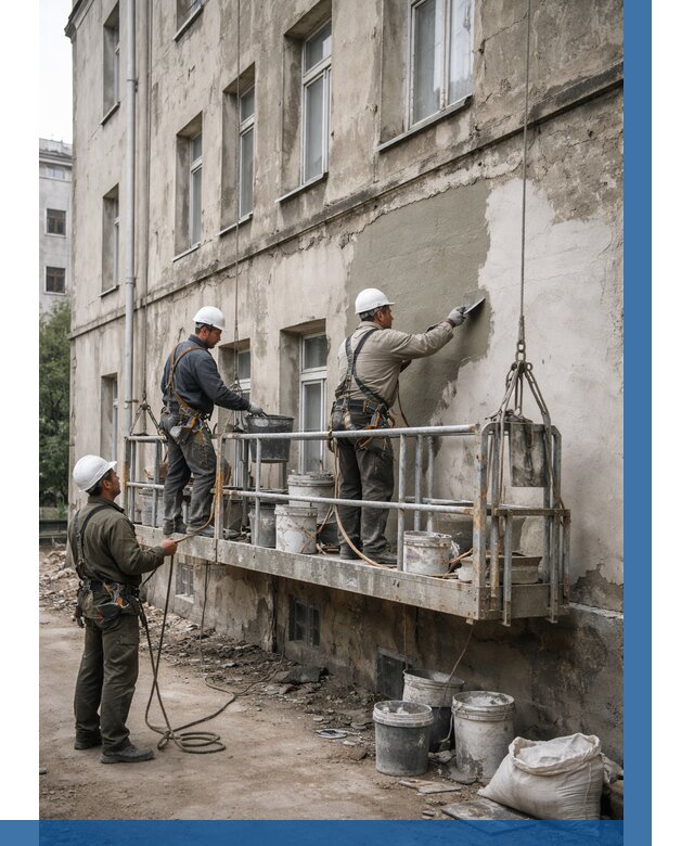 Капитальный ремонт фасада в Луховицах от 4345 р. | ВЫСОТНИК-Лхв