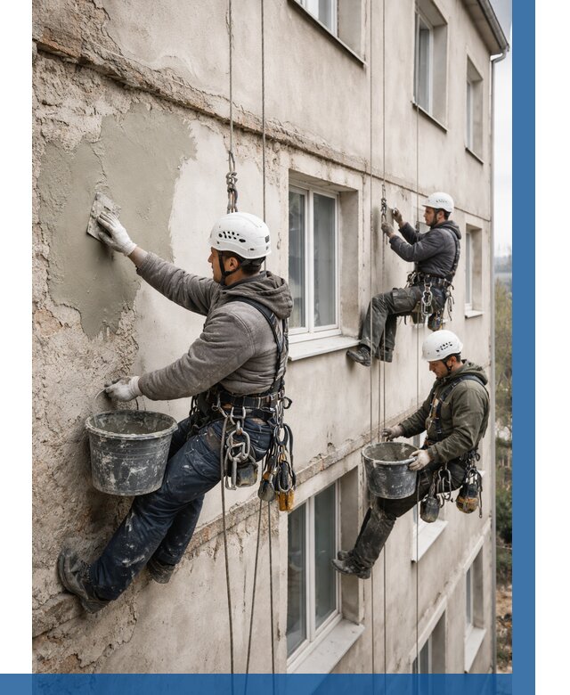 Ремонт штукатурного фасада в Луховицах от 776 р. под ключ | ВЫСОТНИК-Лхв