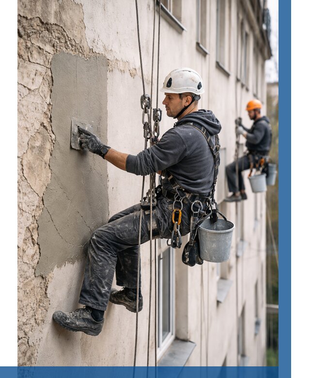 Восстановление штукатурки фасада в Луховицах от 1241 р. | ВЫСОТНИК-Лхв