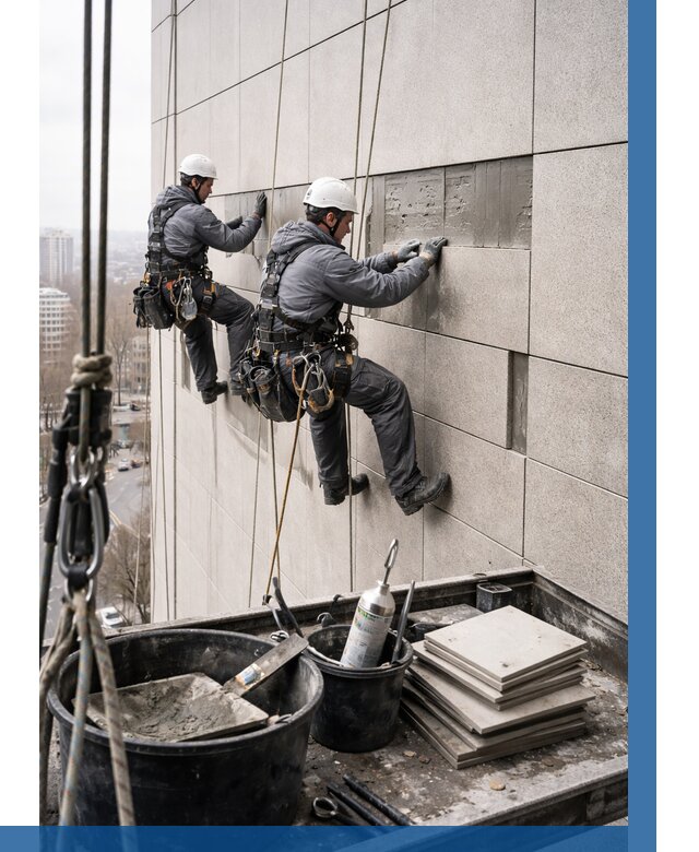 Ремонт фасада из керамогранита в Луховицах от 2586 р. | ВЫСОТНИК-Лхв