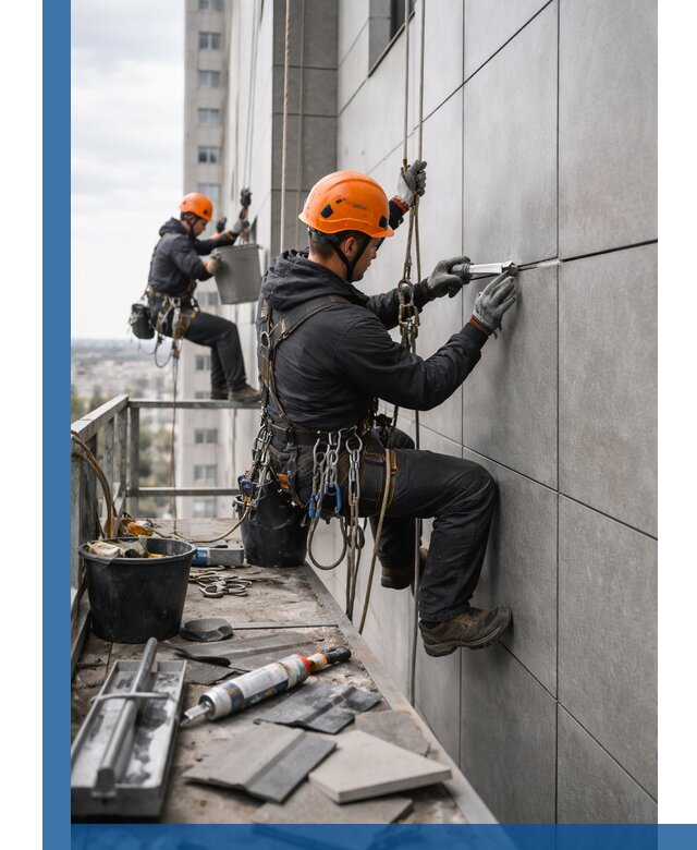 Профессиональный ремонт фасада из керамогранита в Луховицах