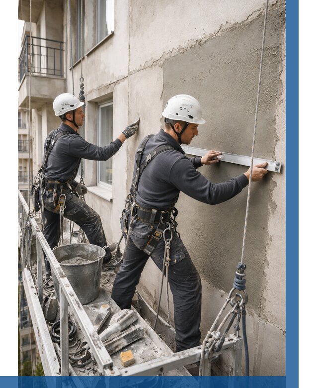 Штукатурка фасада на высоте в Луховицах от 931 р. | ВЫСОТНИК-Лхв