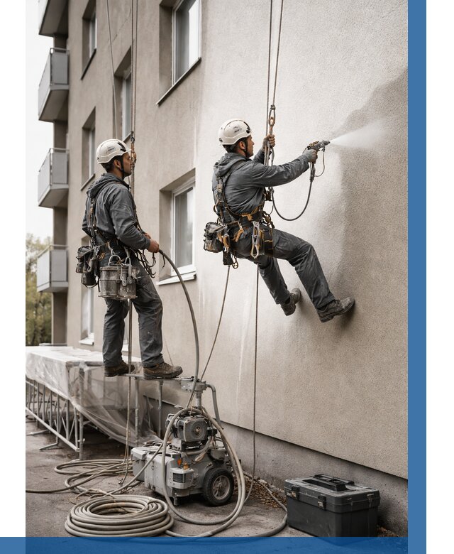 Безвоздушная покраска фасада в Луховицах от 228 р/м² | ВЫСОТНИК-Лхв