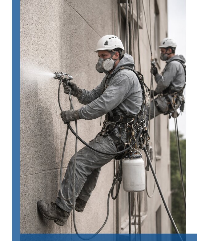 Безвоздушная покраска фасадов зданий в Луховицах профессионально