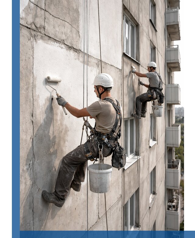 Покраска бетонного фасада в Луховицах для жилых и промышленных объектов