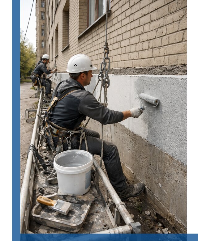 Окраска цоколя здания в Луховицах профессионально и надежно