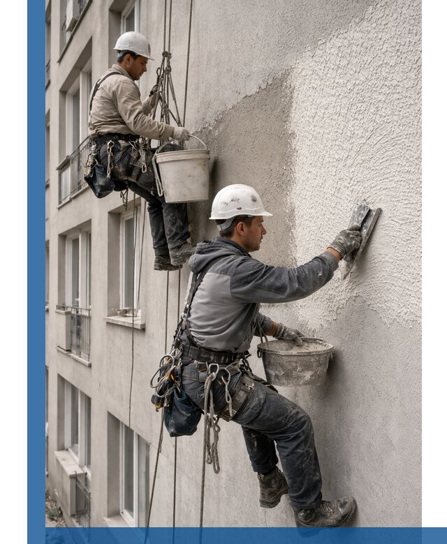 Нанесение декоративной штукатурки короед на фасад в Луховицах