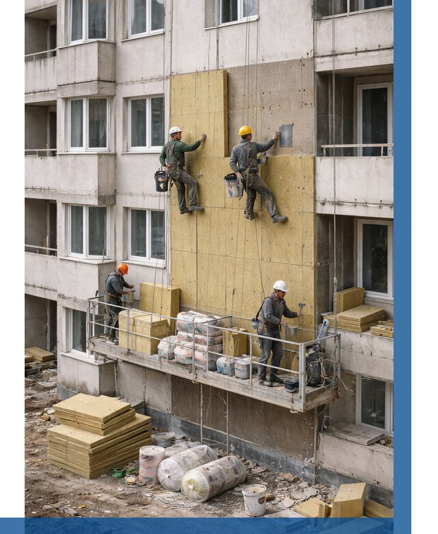 Утепление фасада минватой в Луховицах от 1552 р. | ВЫСОТНИК-Лхв