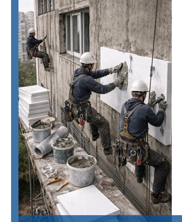 Утепление фасада пенополистиролом в Луховицах под ключ