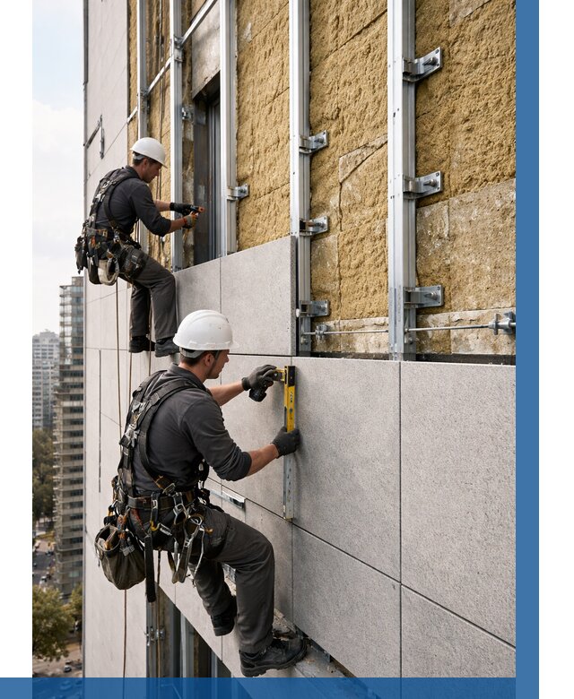 Монтаж вентилируемого фасада в Луховицах от 3621 р. | ВЫСОТНИК-Лхв