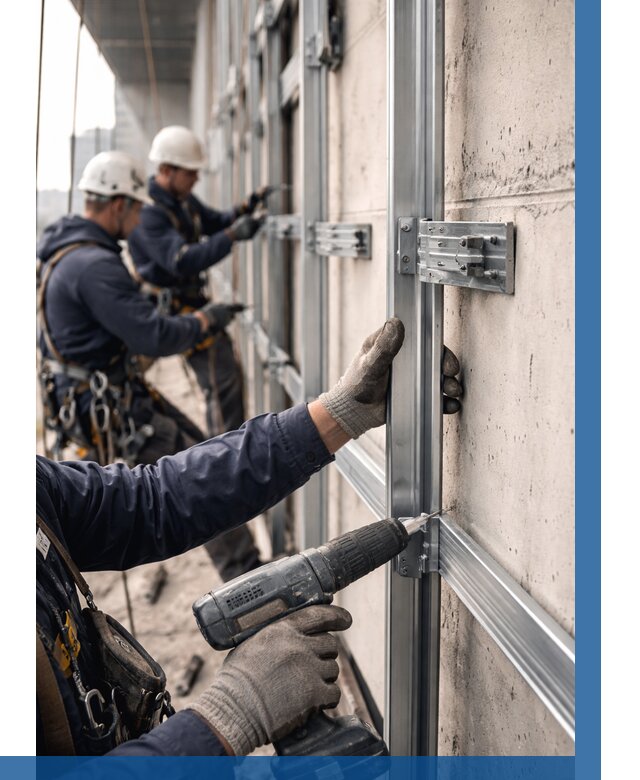 Монтаж подсистемы вентфасада в Луховицах от 879 р. | ВЫСОТНИК-Лхв