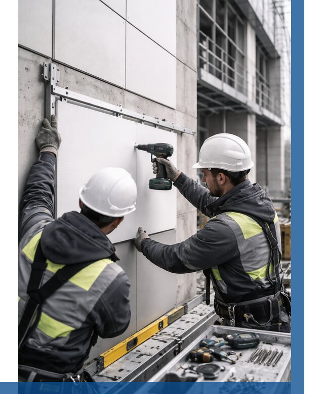 Монтаж композитных панелей фасада в Луховицах от 2586 р. | ВЫСОТНИК-Лхв