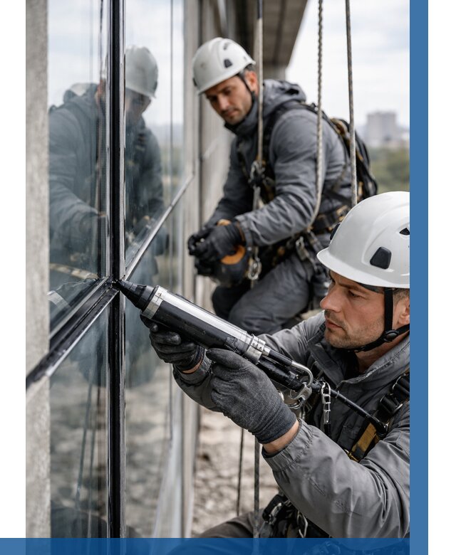 Герметизация витражных швов в Луховицах от 672 р. | ВЫСОТНИК-Лхв