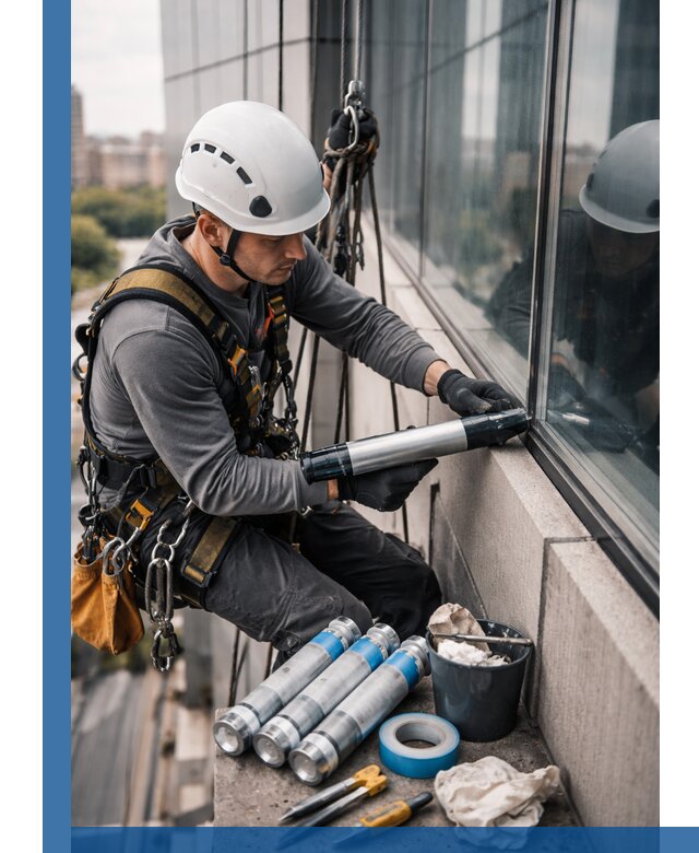 Герметизация стыков витража в Луховицах для герметичных фасадов