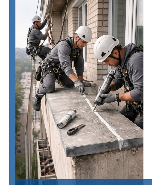 Герметизация балконного козырька в Луховицах профессионально