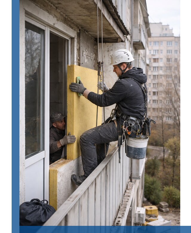 Профессиональное утепление балкона снаружи в Луховицах под ключ