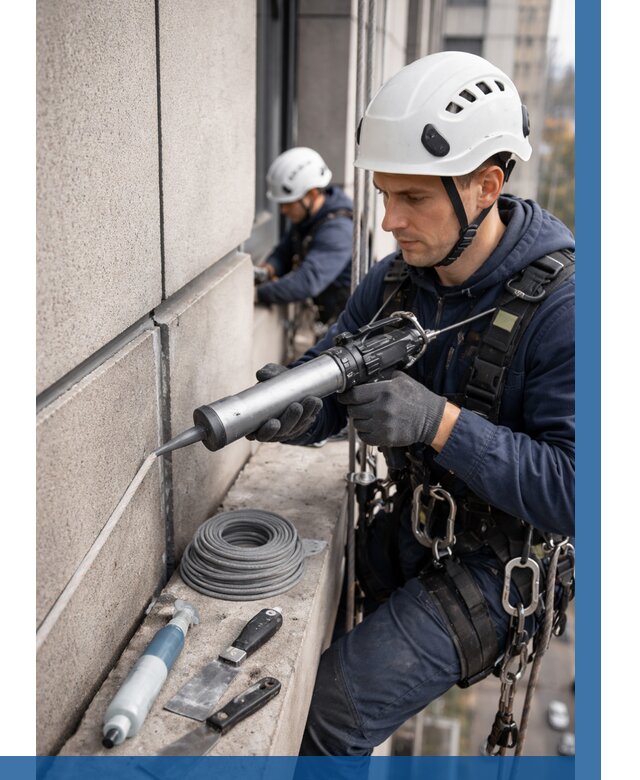 Герметизация деформационных швов фасада в Луховицах от 724 | ВЫСОТНИК-Лхв