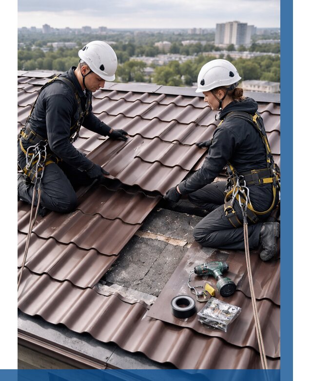 Ремонт металлочерепицы на крыше в Луховицах от 931 р. | ВЫСОТНИК-Лхв