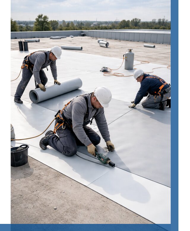 Монтаж мембранной кровли под ключ в Луховицах от 1241 р. | ВЫСОТНИК-Лхв