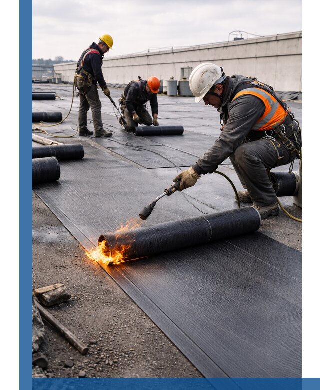 Монтаж наплавляемой кровли в Луховицах профессионально