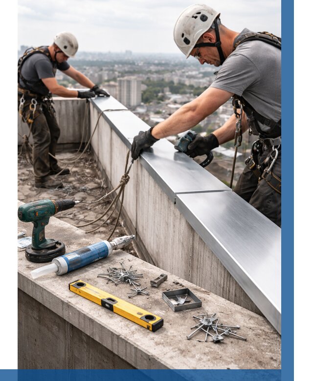 Монтаж парапетных крышек в Луховицах от 828 р. | ВЫСОТНИК-Лхв