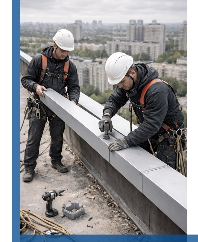 Монтаж парапетных крышек и ограждений кровли в Луховицах