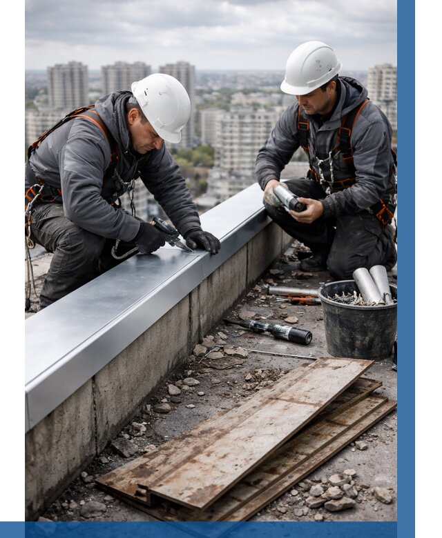 Замена парапетных крышек под ключ в Луховицах от 1241 р. | ВЫСОТНИК-Лхв