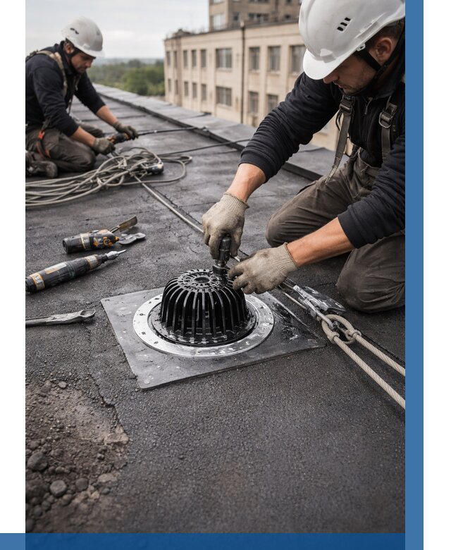 Установка водосточных воронок в Луховицах цена от 3621 р. | ВЫСОТНИК-Лхв