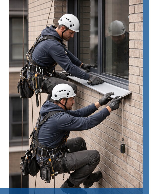 Монтаж оконных отливов под ключ в Луховицах от 3621 р. | ВЫСОТНИК-Лхв