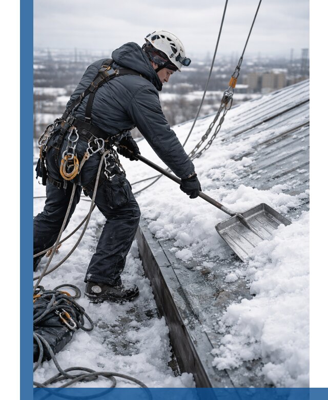 Профессиональная очистка кровли от снега и наледи в Луховицах