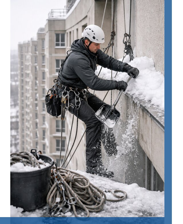 Очистка карнизов от снега в Луховицах от 310 р. | ВЫСОТНИК-Лхв