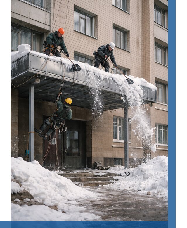 Очистка козырьков от снега в Луховицах от 3621 р. | ВЫСОТНИК-Лхв