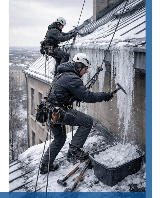 Удаление наледи с кровли в Луховицах от 5690 р. | ВЫСОТНИК-Лхв