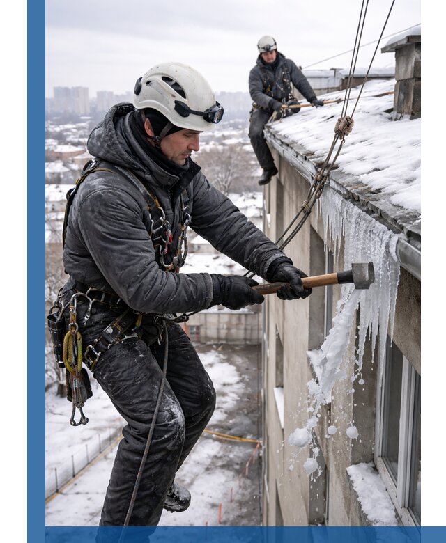 Сбивание и удаление сосулек с крыши в Луховицах безопасно