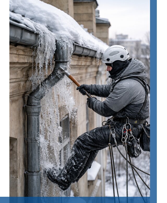 Очистка водостоков от льда в Луховицах от 3621 р. | ВЫСОТНИК-Лхв