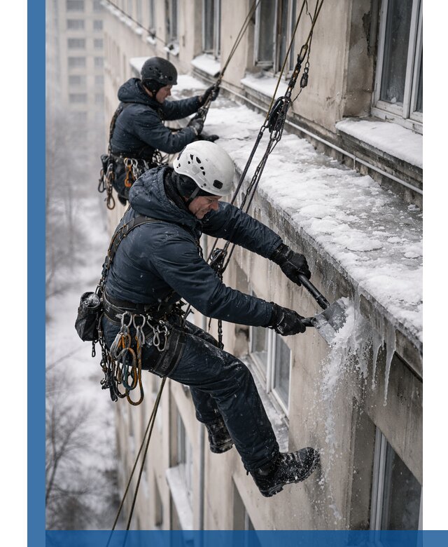 Удаление наледи и сосулек с карнизов в Луховицах профессионально