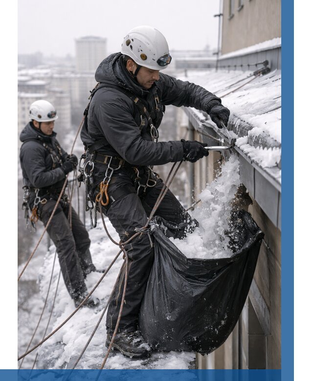 Аварийная очистка крыши в Луховицах под ключ от 310 р. | ВЫСОТНИК-Лхв