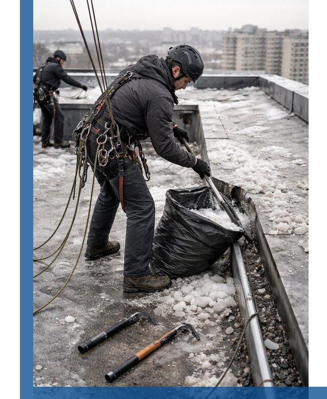 Аварийная очистка кровли в Луховицах от промальпинистов