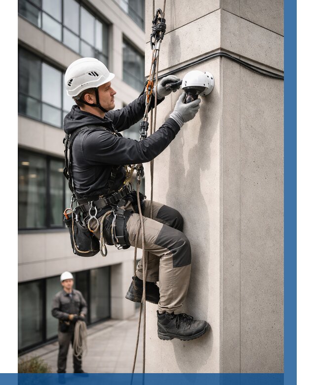 Монтаж камер видеонаблюдения на фасаде в Луховицах от 8793 р.-ВЫСОТНИК-Лхв