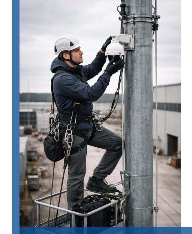 Профессиональная установка видеокамер на мачте в Луховицах