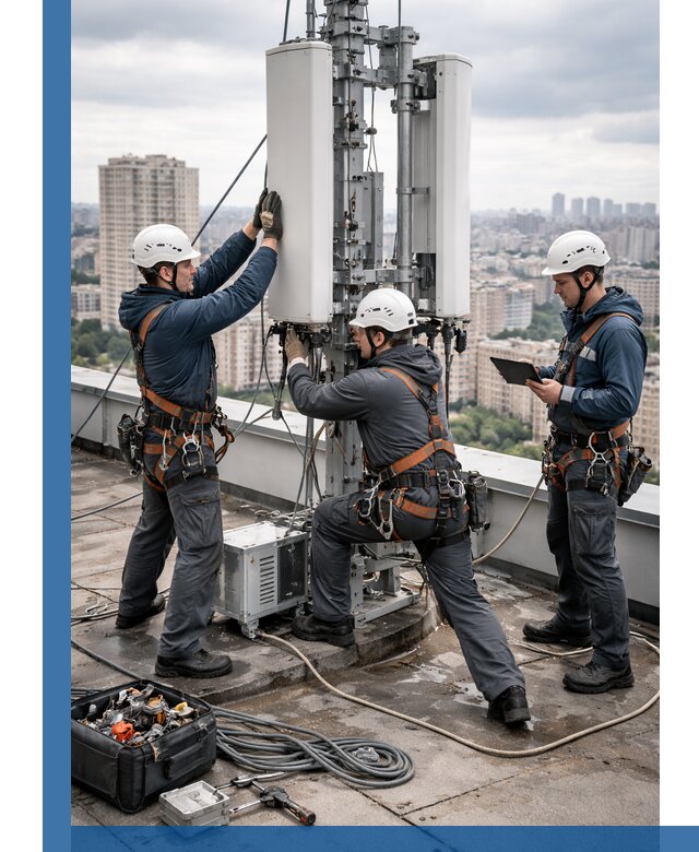 Монтаж антенн связи на крыше в Луховицах с вводом в эксплуатацию