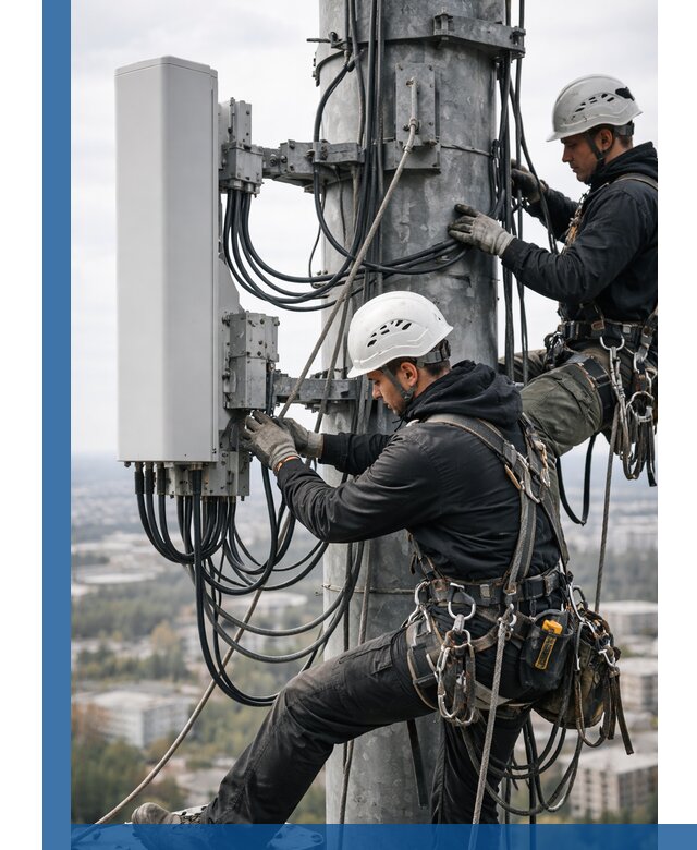 Монтаж оборудования связи на мачте в Луховицах с пусконаладкой