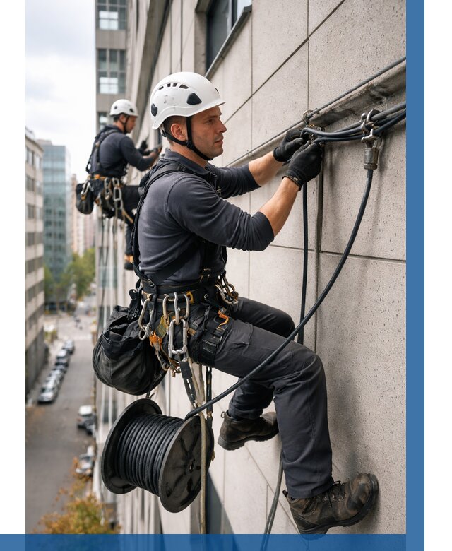 Прокладка кабеля по фасаду в Луховицах от 362 р. | ВЫСОТНИК-Лхв