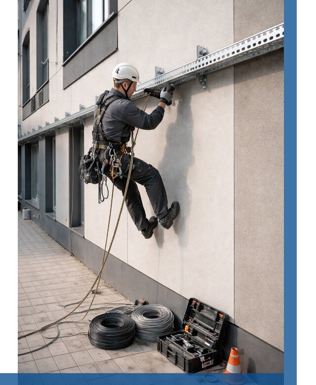 Монтаж кабельных лотков на фасаде в Луховицах от 1241 р. | ВЫСОТНИК-Лхв