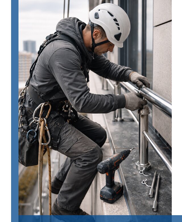 Монтаж ограждений на высоте в Луховицах для зданий и конструкций