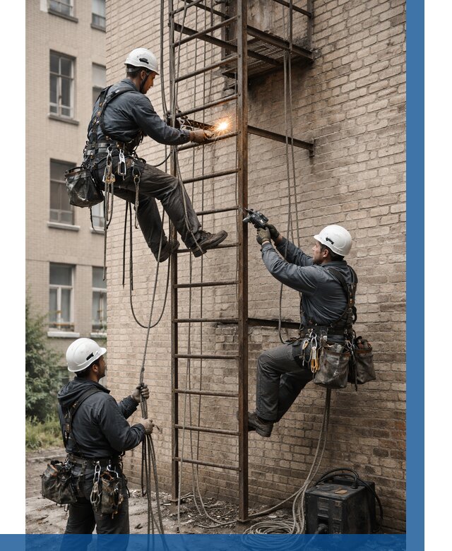 Ремонт пожарной лестницы в Луховицах от 7759 р. | ВЫСОТНИК-Лхв